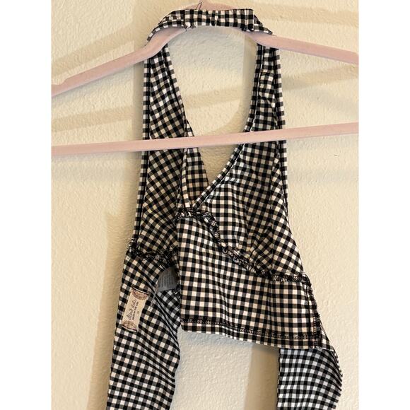 ALTAR'D STATE Women's Checkered Halter Top Black & White 70s Costume Medium - Picture 5 of 5